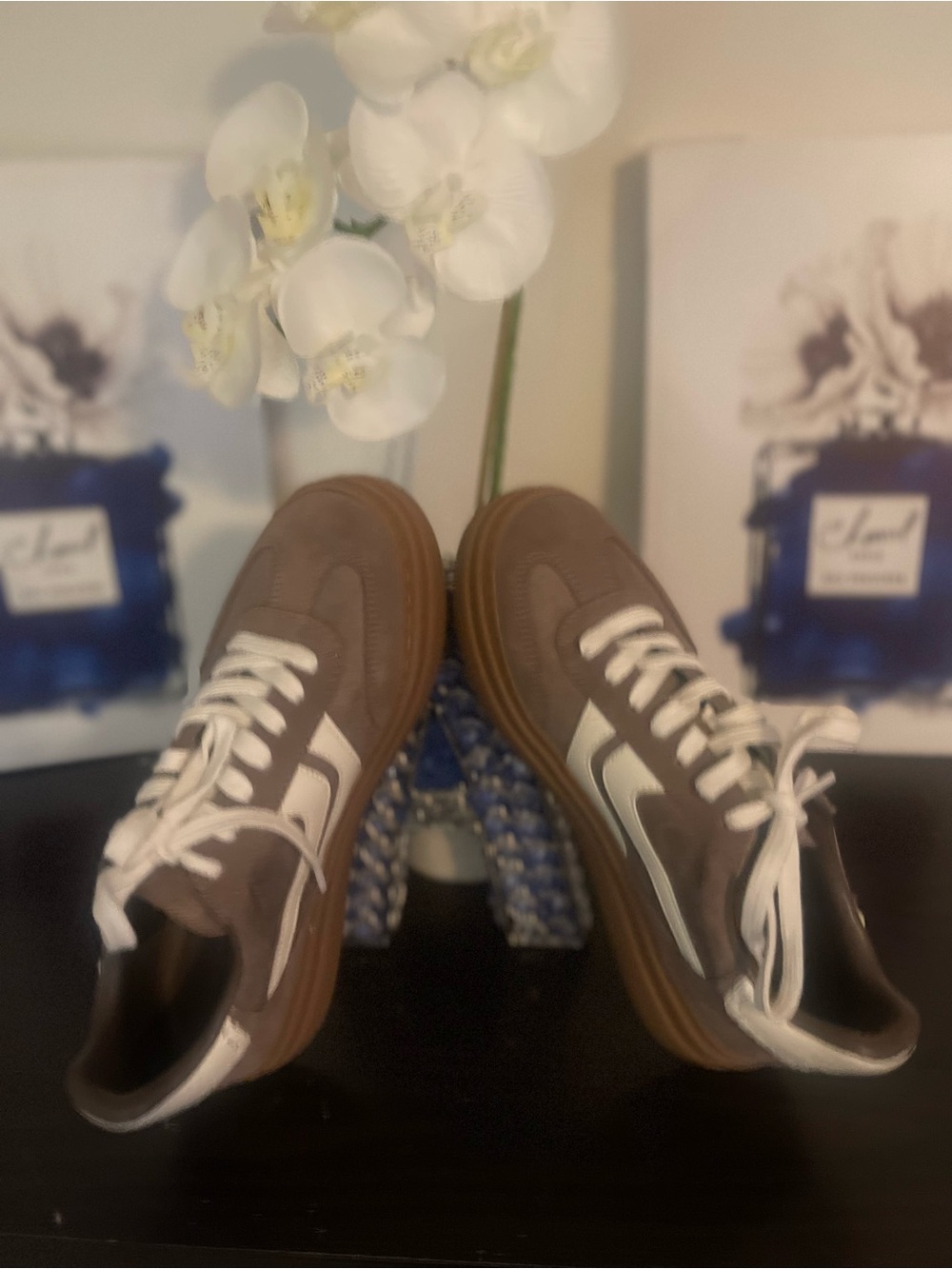 Steve Madden Taupe Leather Low-Top Sneaker with White Laces